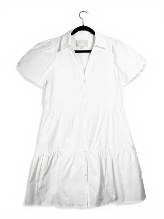 Brochu Walker Havana Mini Dress Women’s Medium Ivory White Tiered Puff Sleeve - Picture 7 of 11